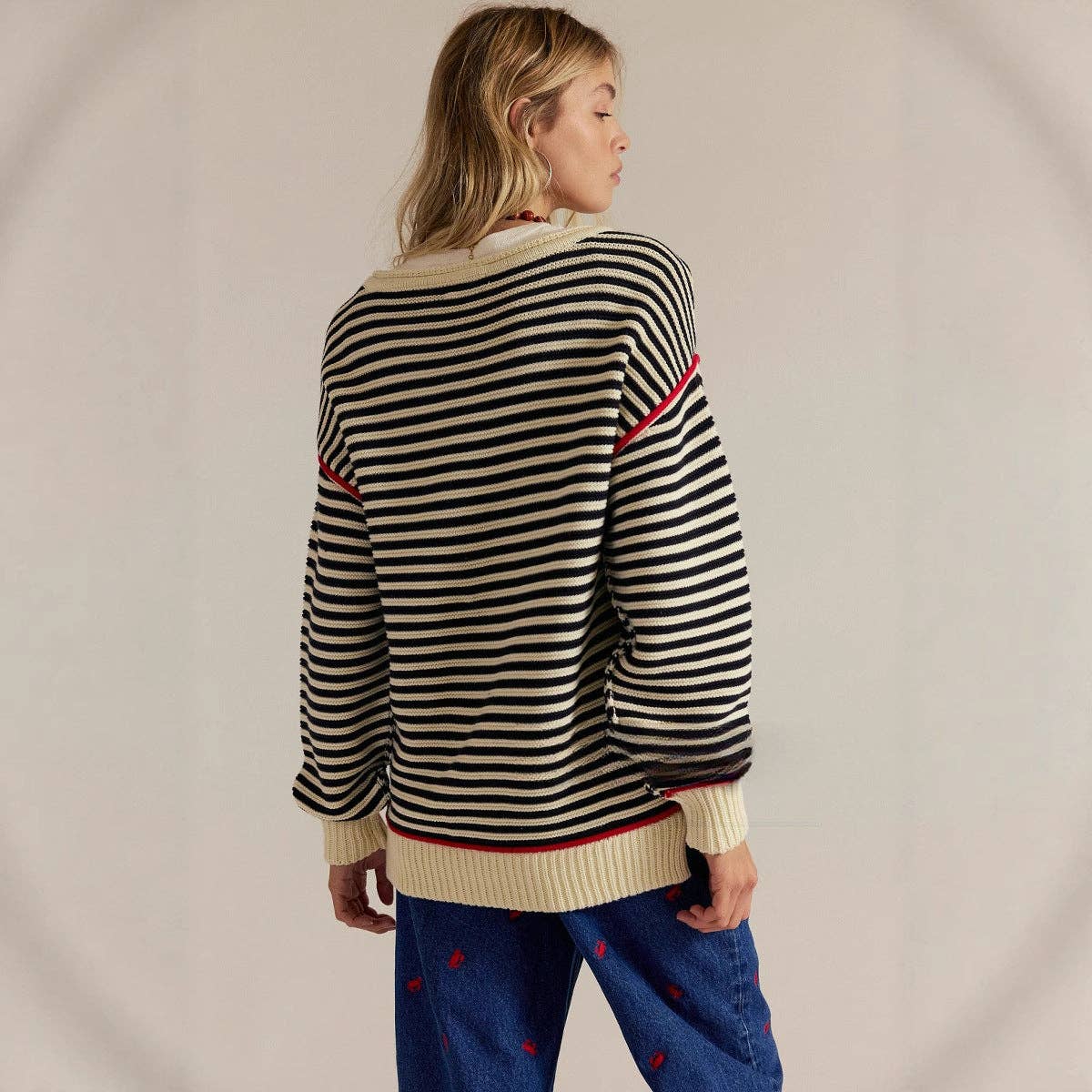 Striped Crewneck Knit Sweater