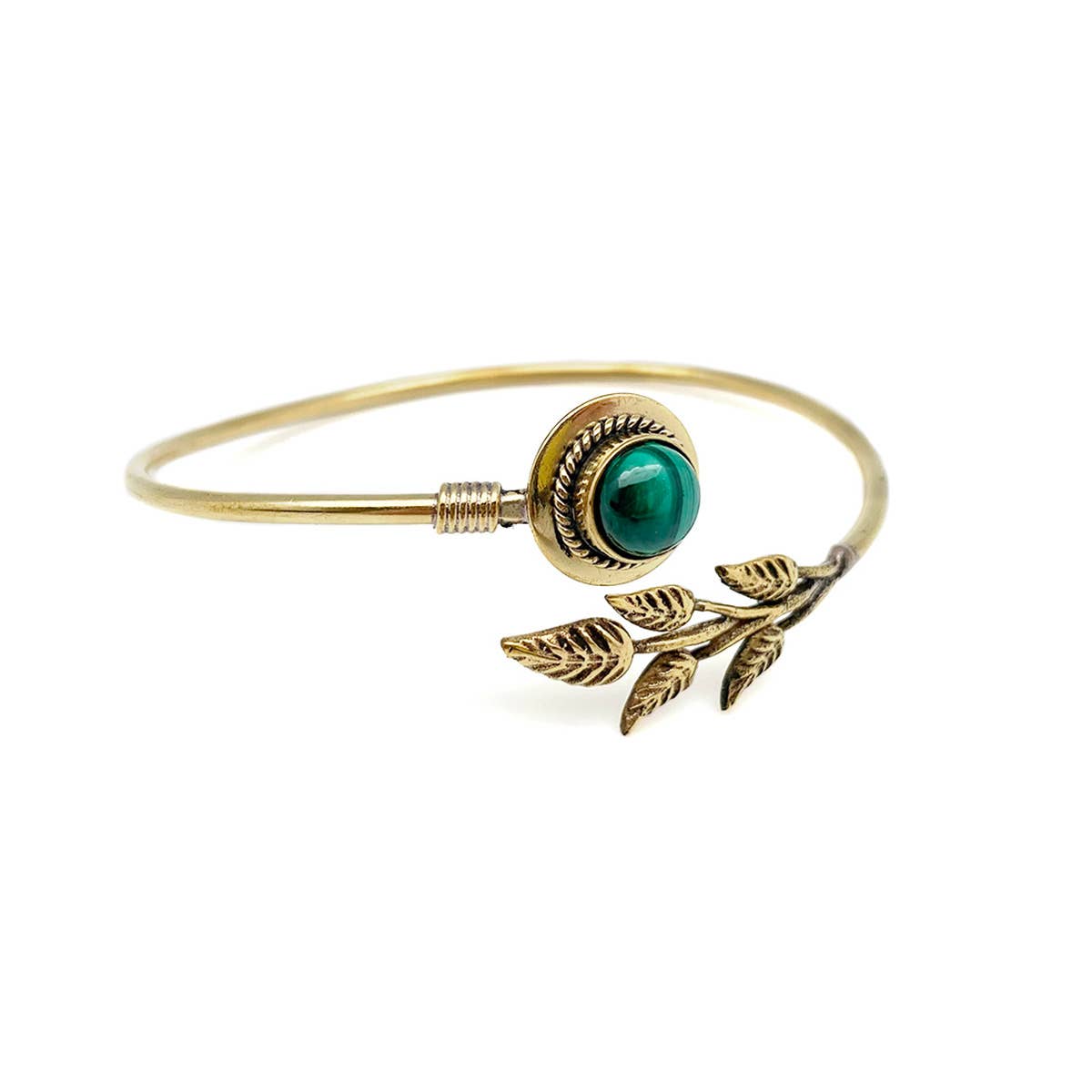 Tanvi Collection Bangle Bracelet - Gold with Malachite