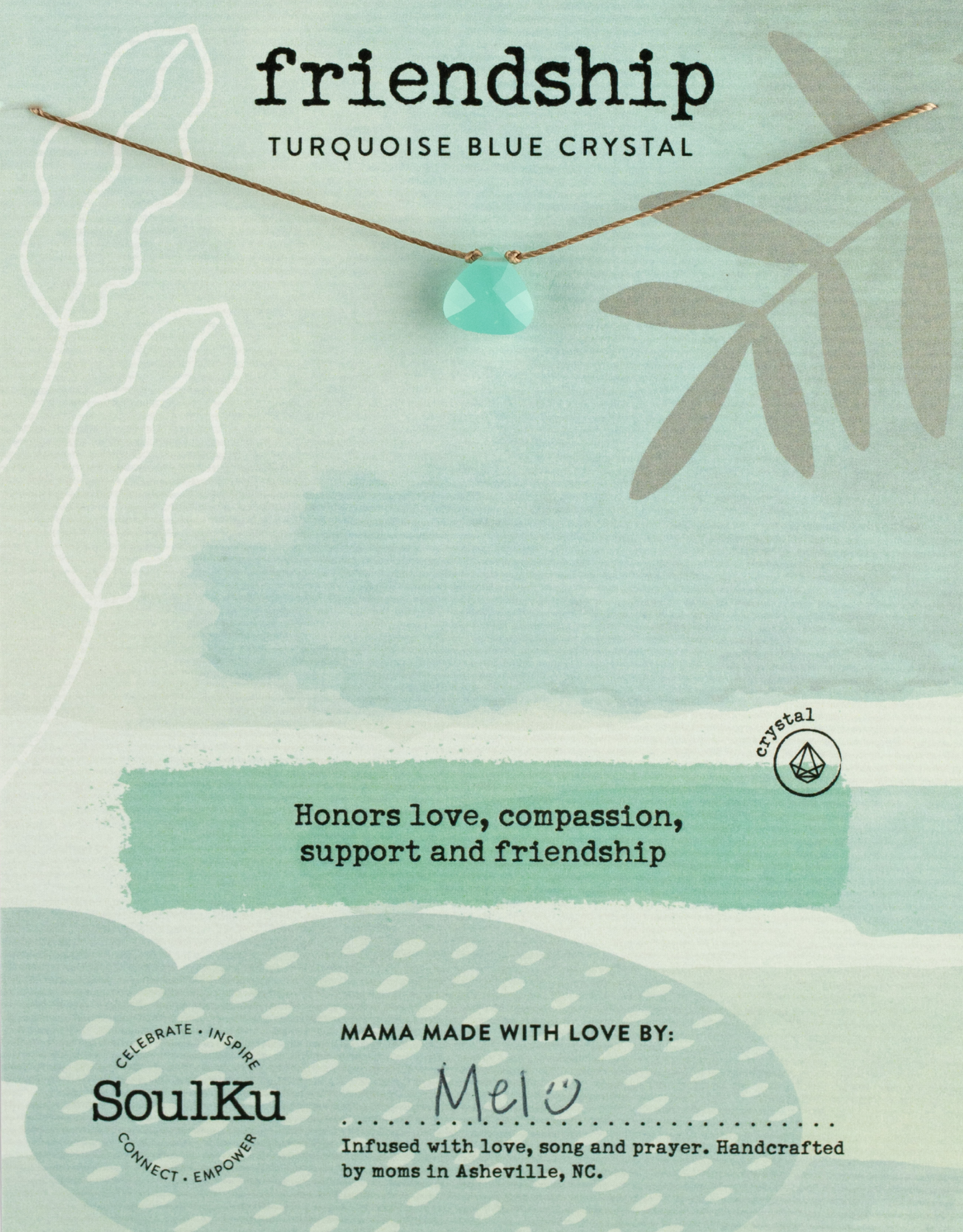Turquoise Blue Crystal Friendship Necklace
