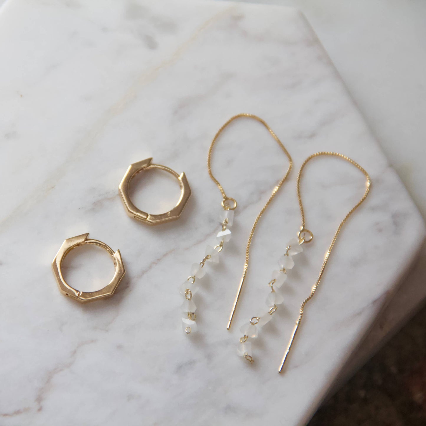 Hexagon Huggie Hoop Earrings