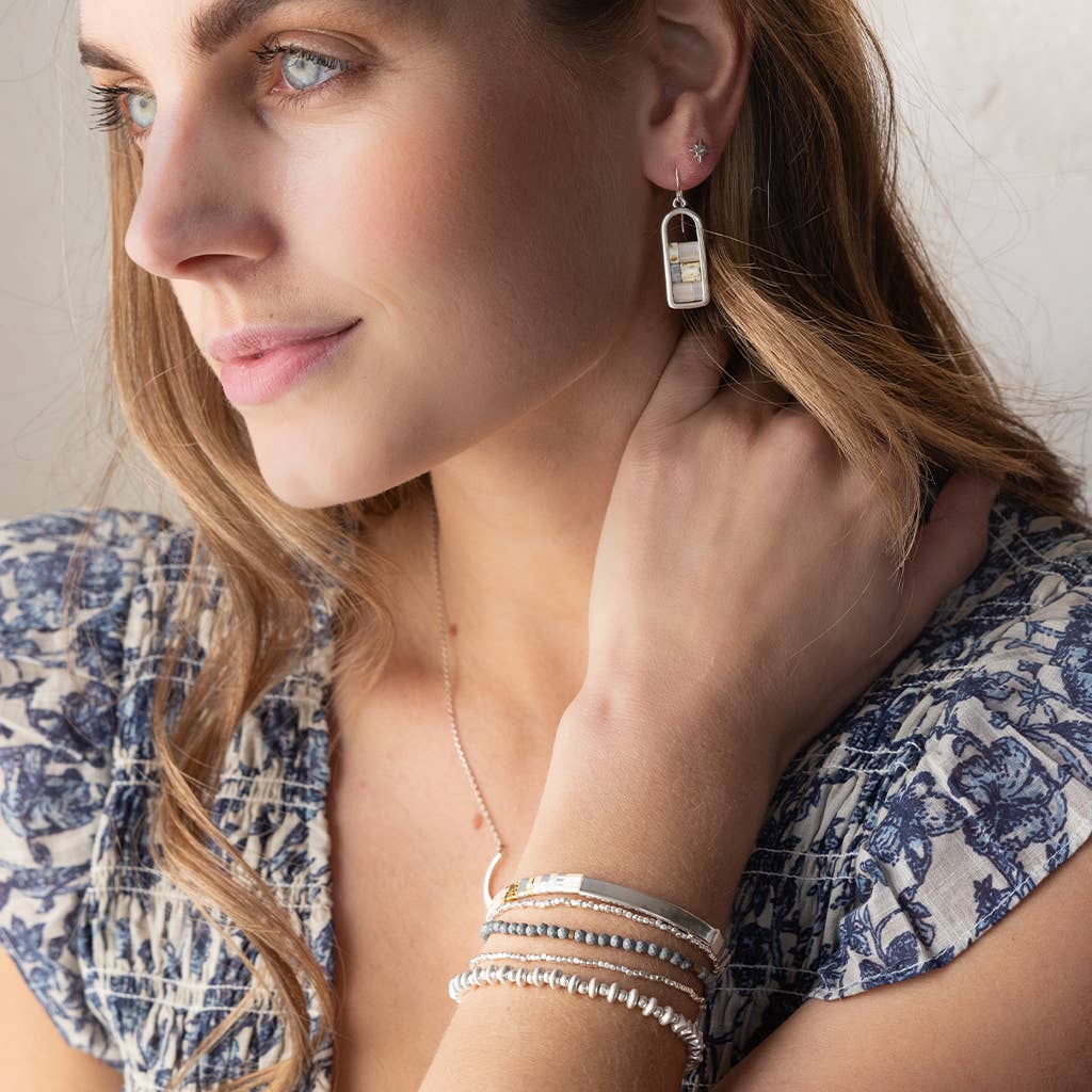 Miyuki Frame Earring - Mint/Peach/Gold