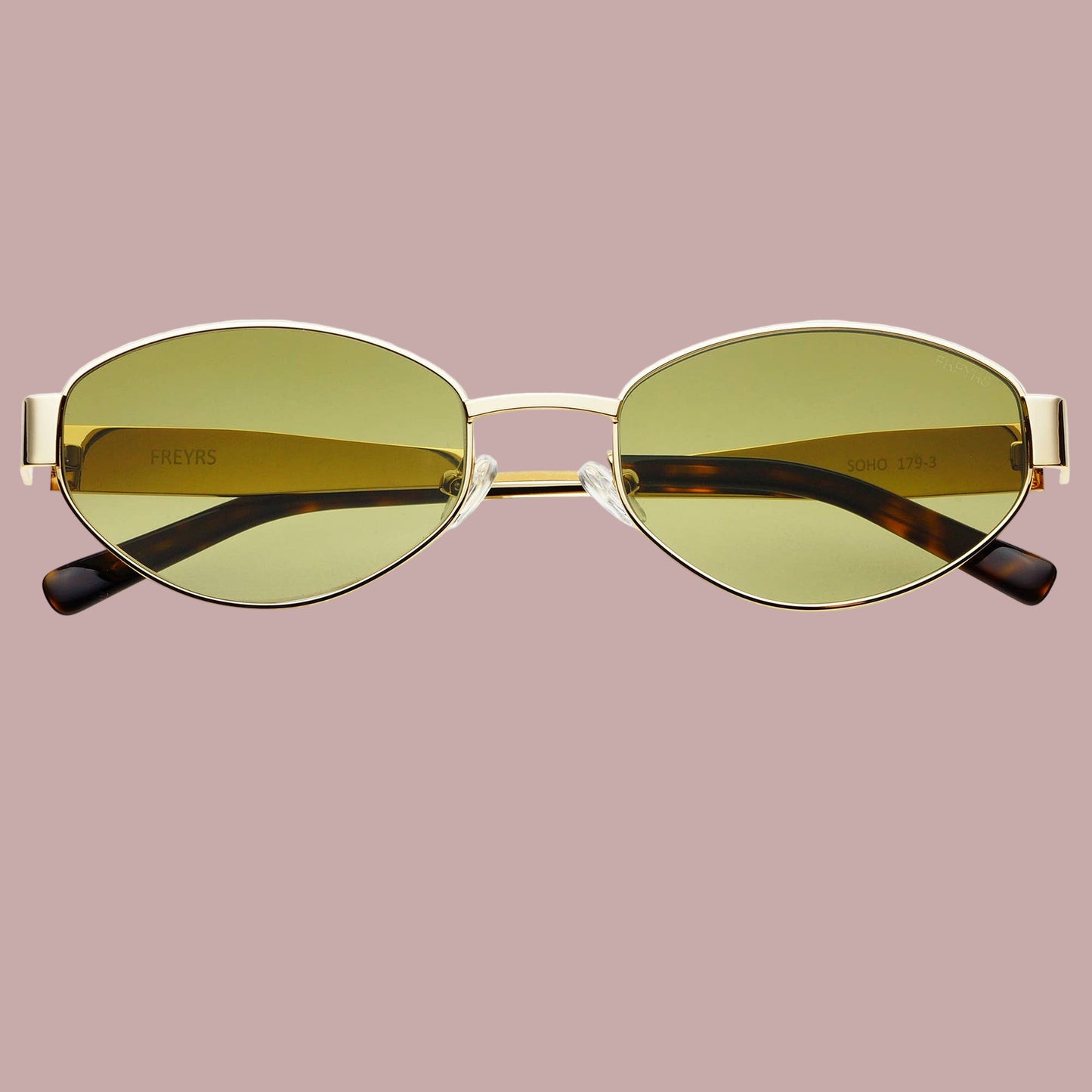 Soho Gold/Green Oval Sunglasses