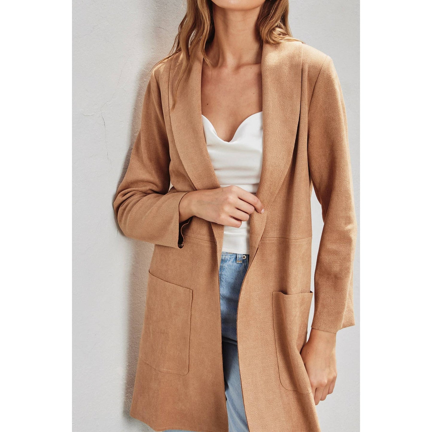 Tan Open Front Coat