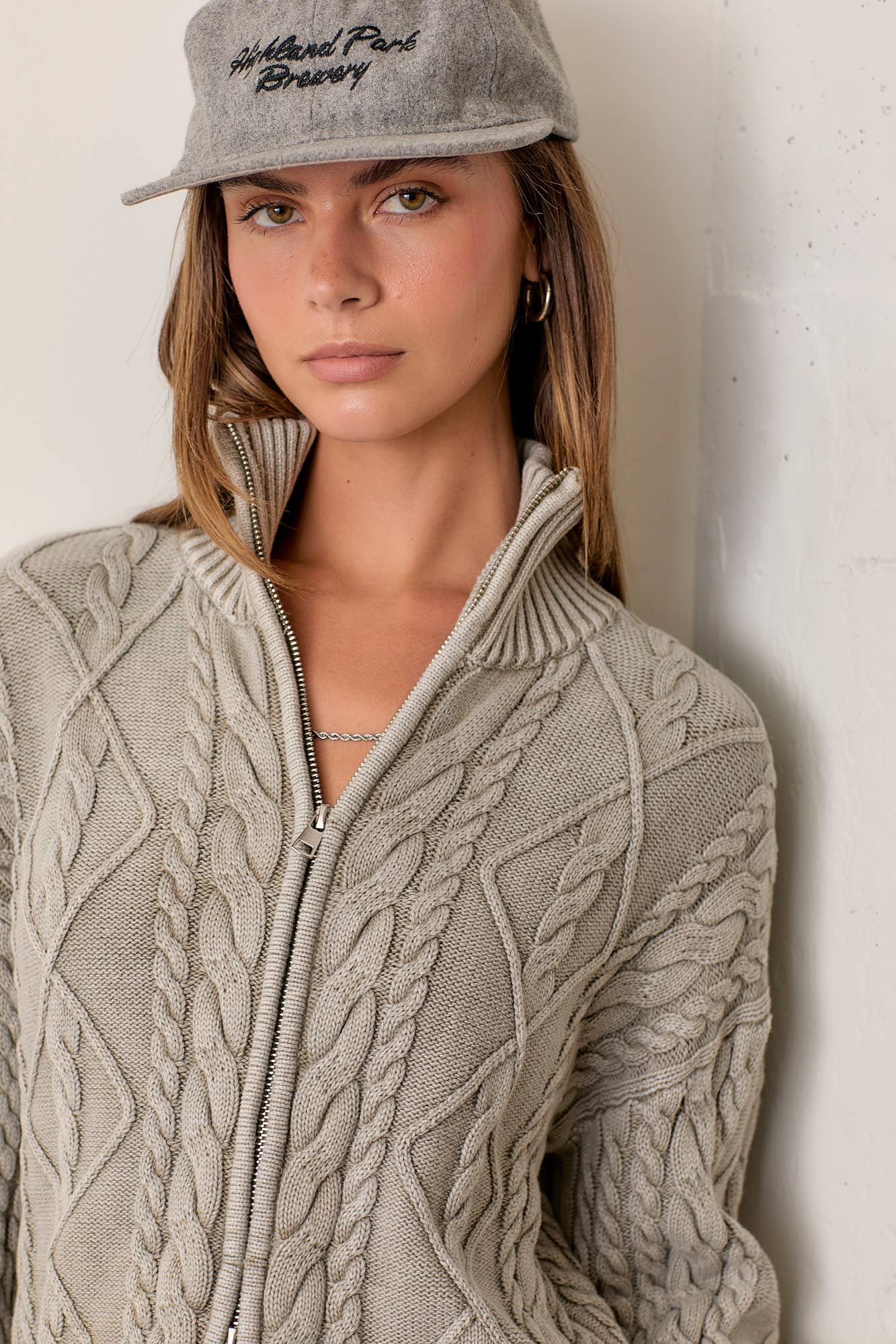 Washed 2way Zip-up Sweater
