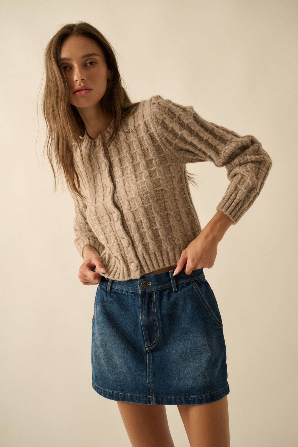 Cable Knit Cardigan Sweater