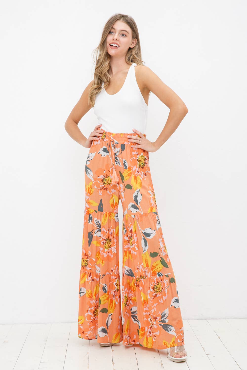 Citrus Floral Tiered Pants