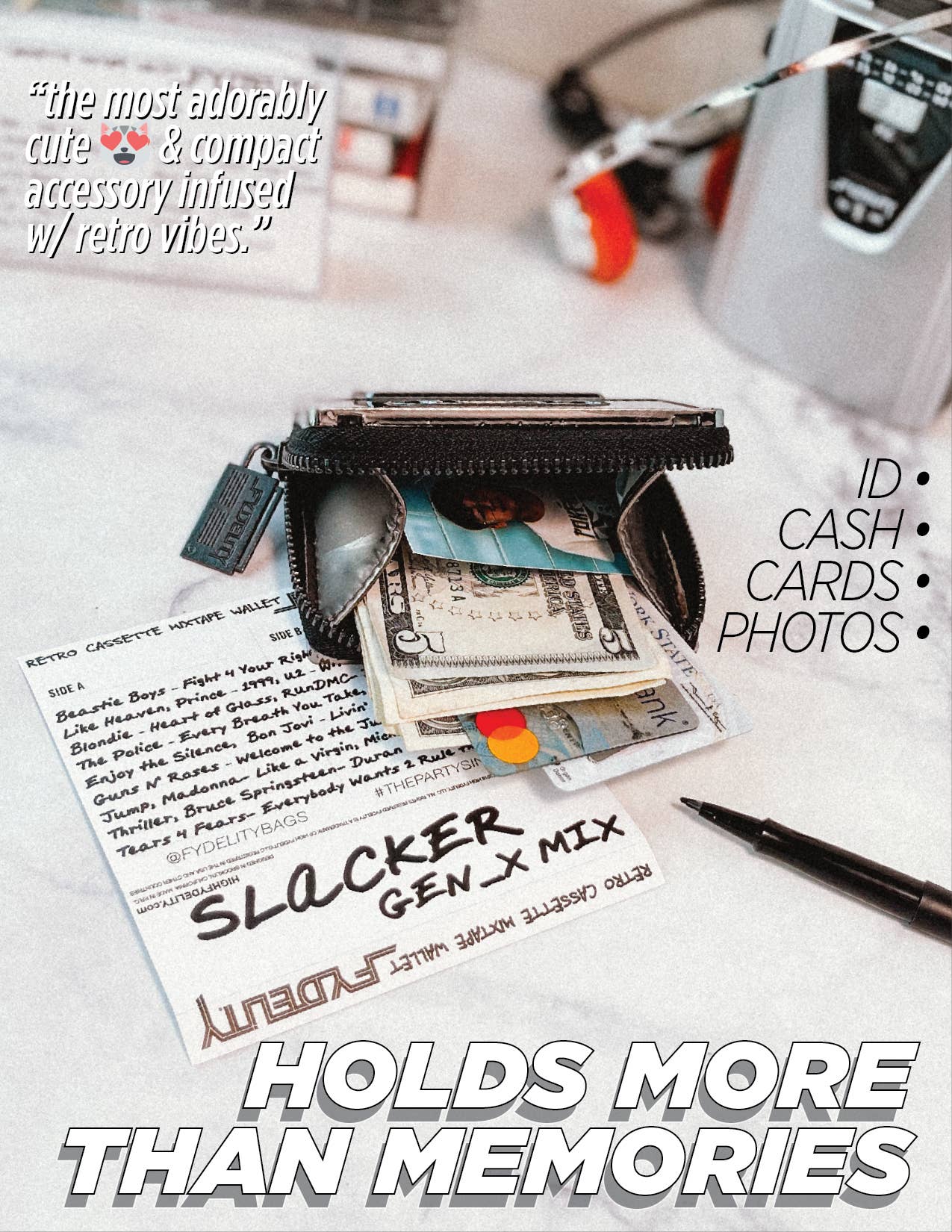 Black Cassette Tape Wallet