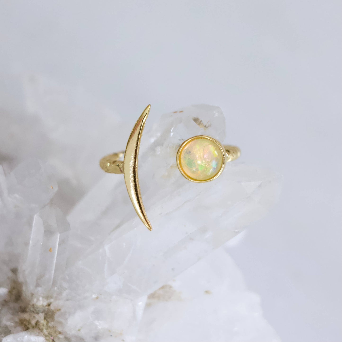 Opal Crescent Ring