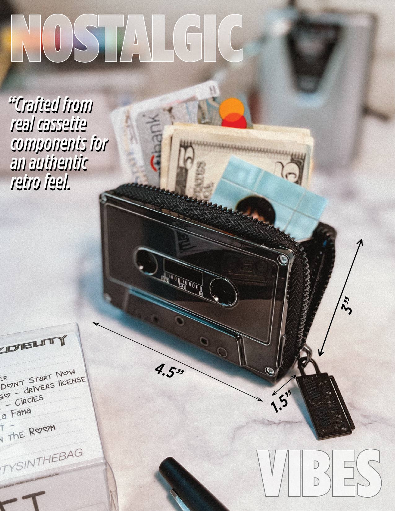 Black Cassette Tape Wallet