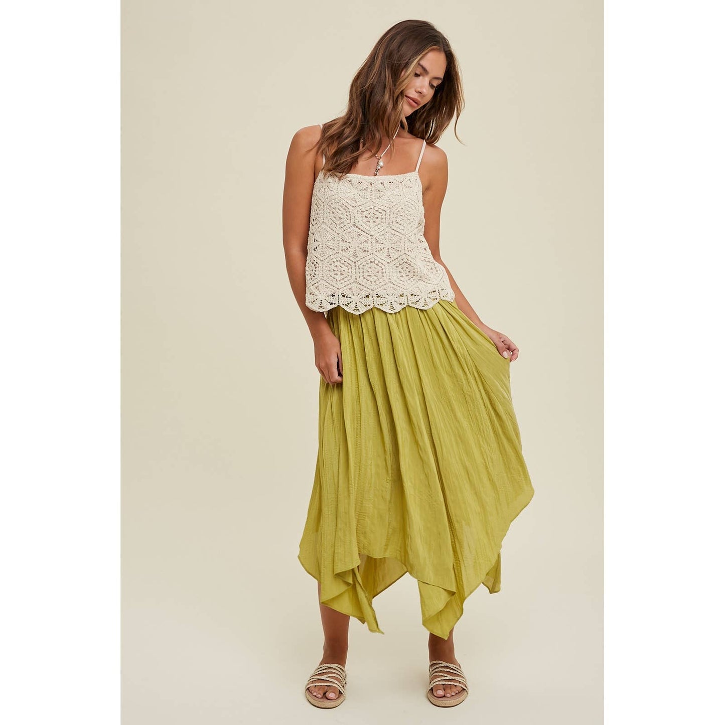 Citrus Lime Midi Skirt