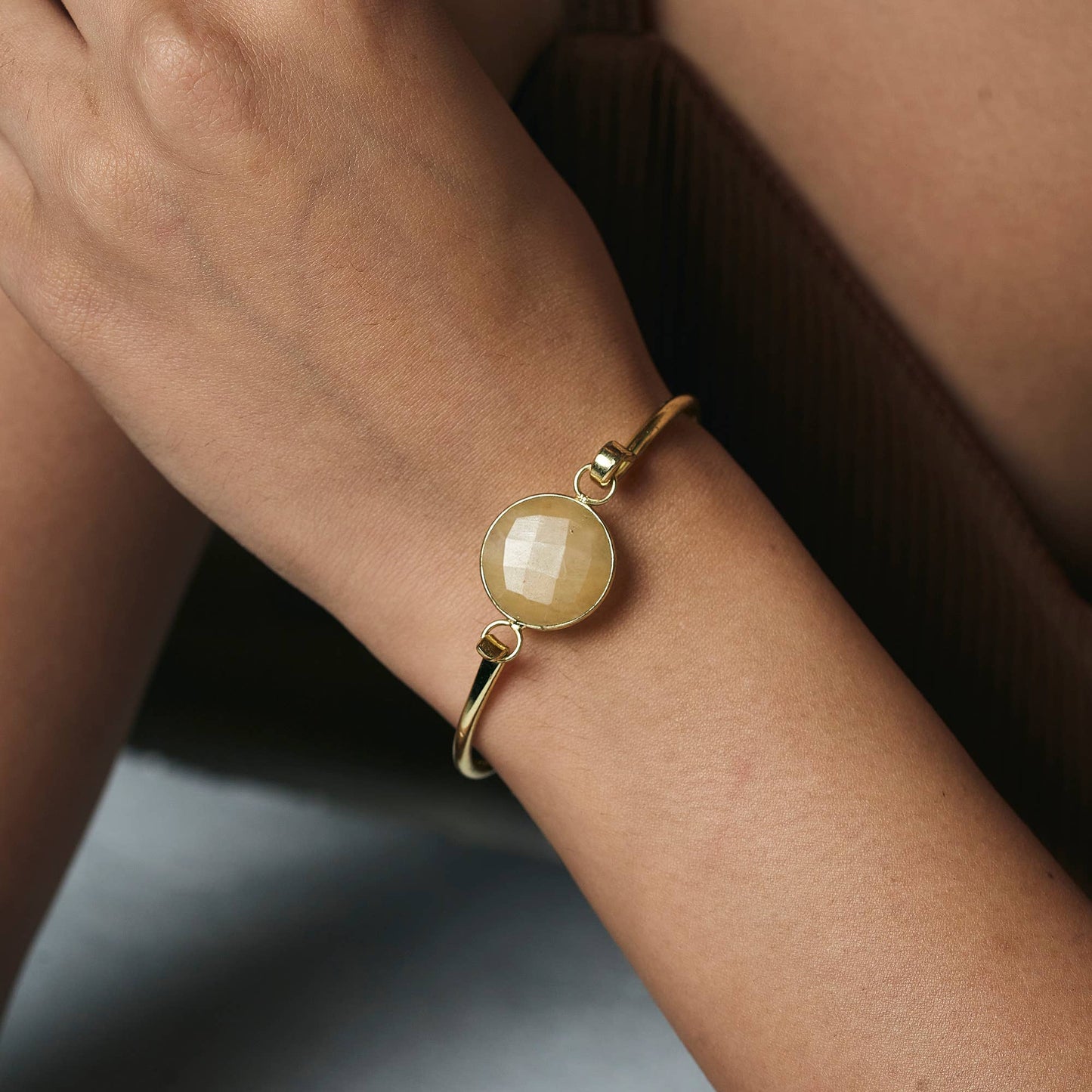 GoldPlated Bracelet with SemiPreciousStone Yellow Aventurine