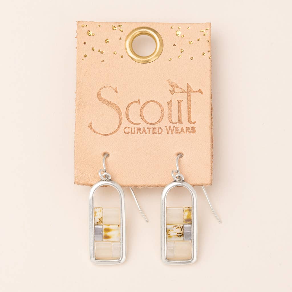 Miyuki Frame Earring - Ivory/Silver