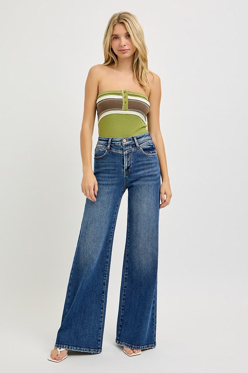 High Rise Yoke Detail Jeans