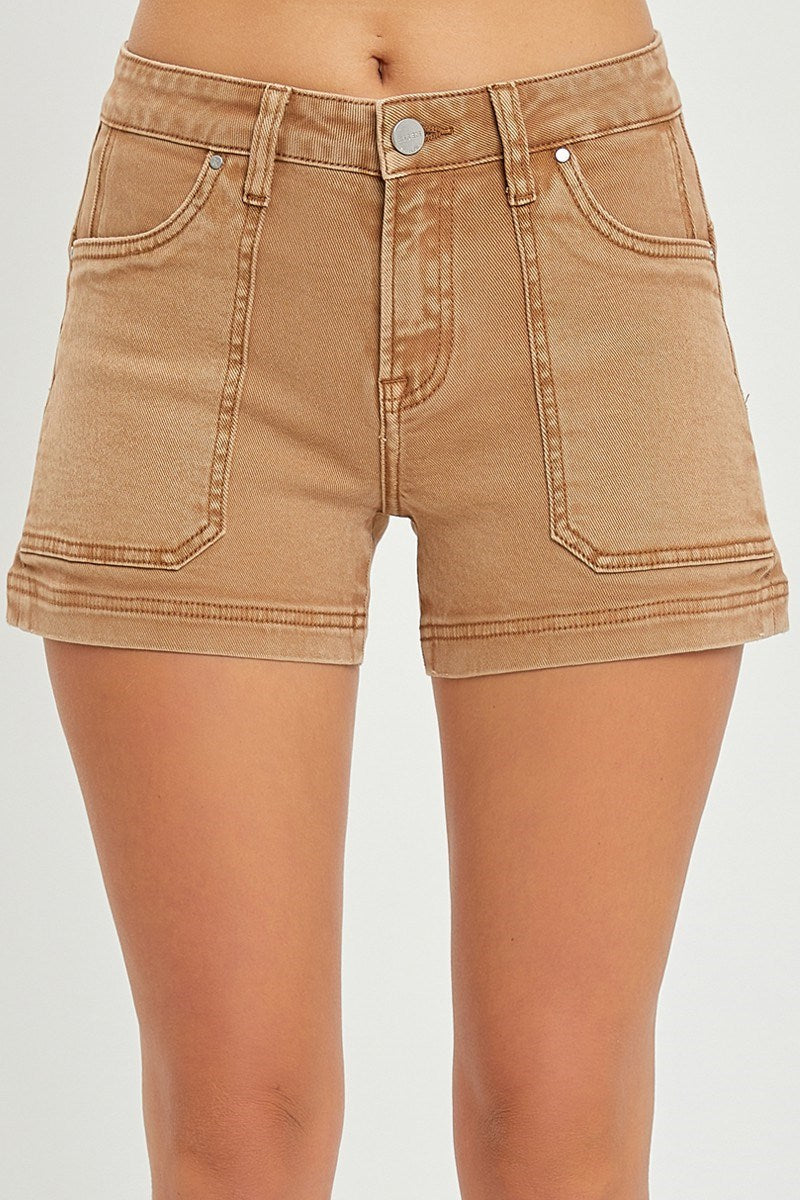High Rise Cargo Shorts Cocoa