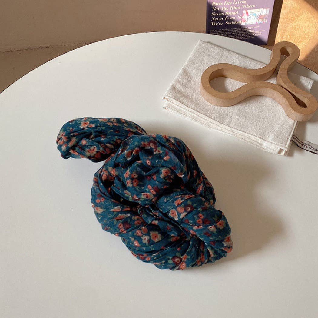 Vintage Floral Ruched Scarf