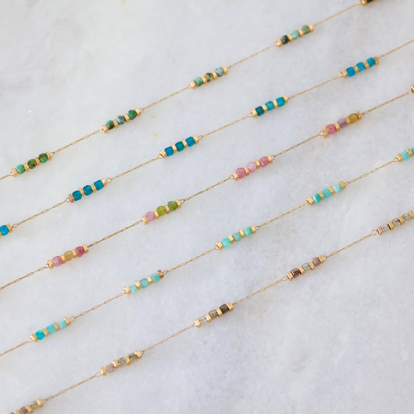 Square Stone Beaded Chain