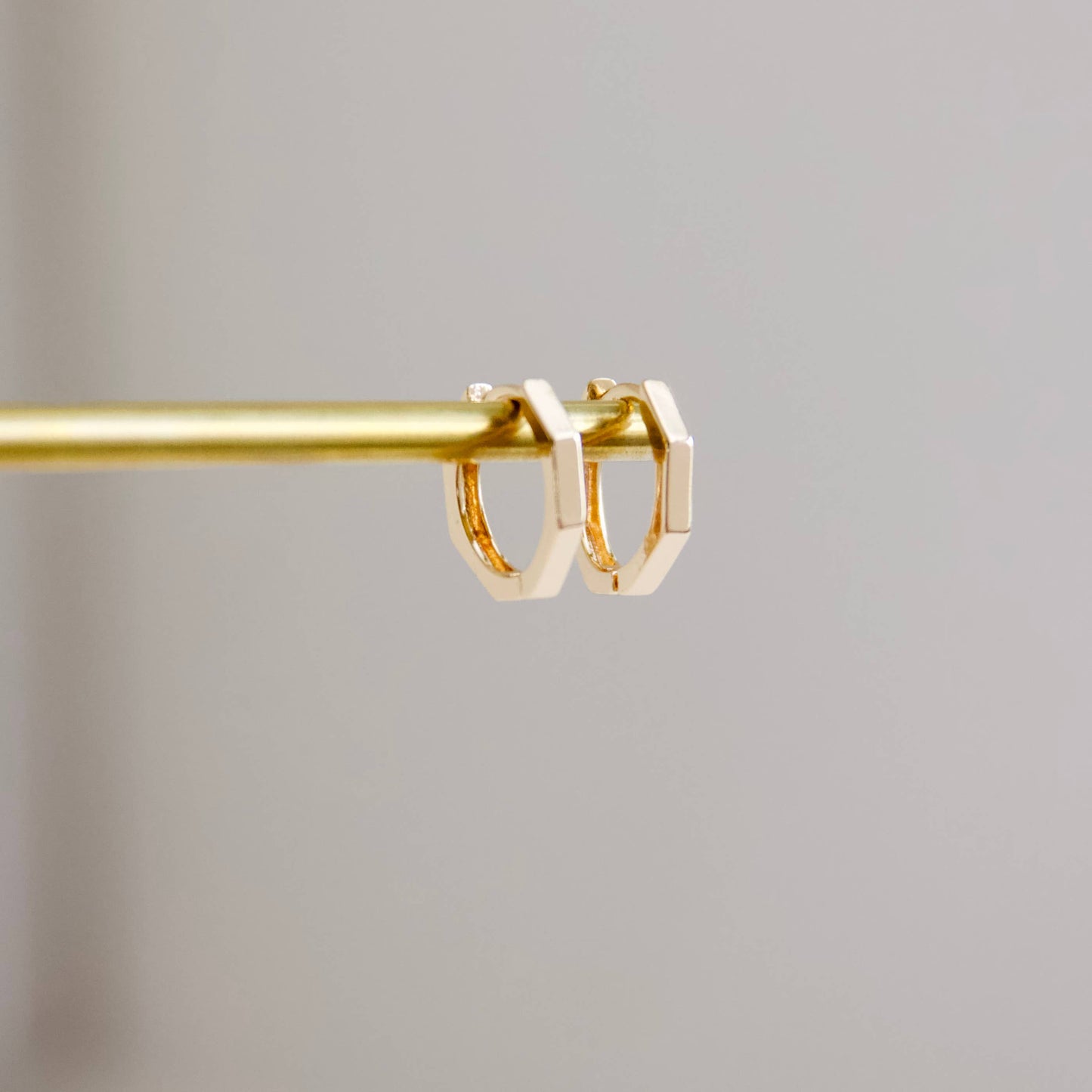 Hexagon Huggie Hoop Earrings