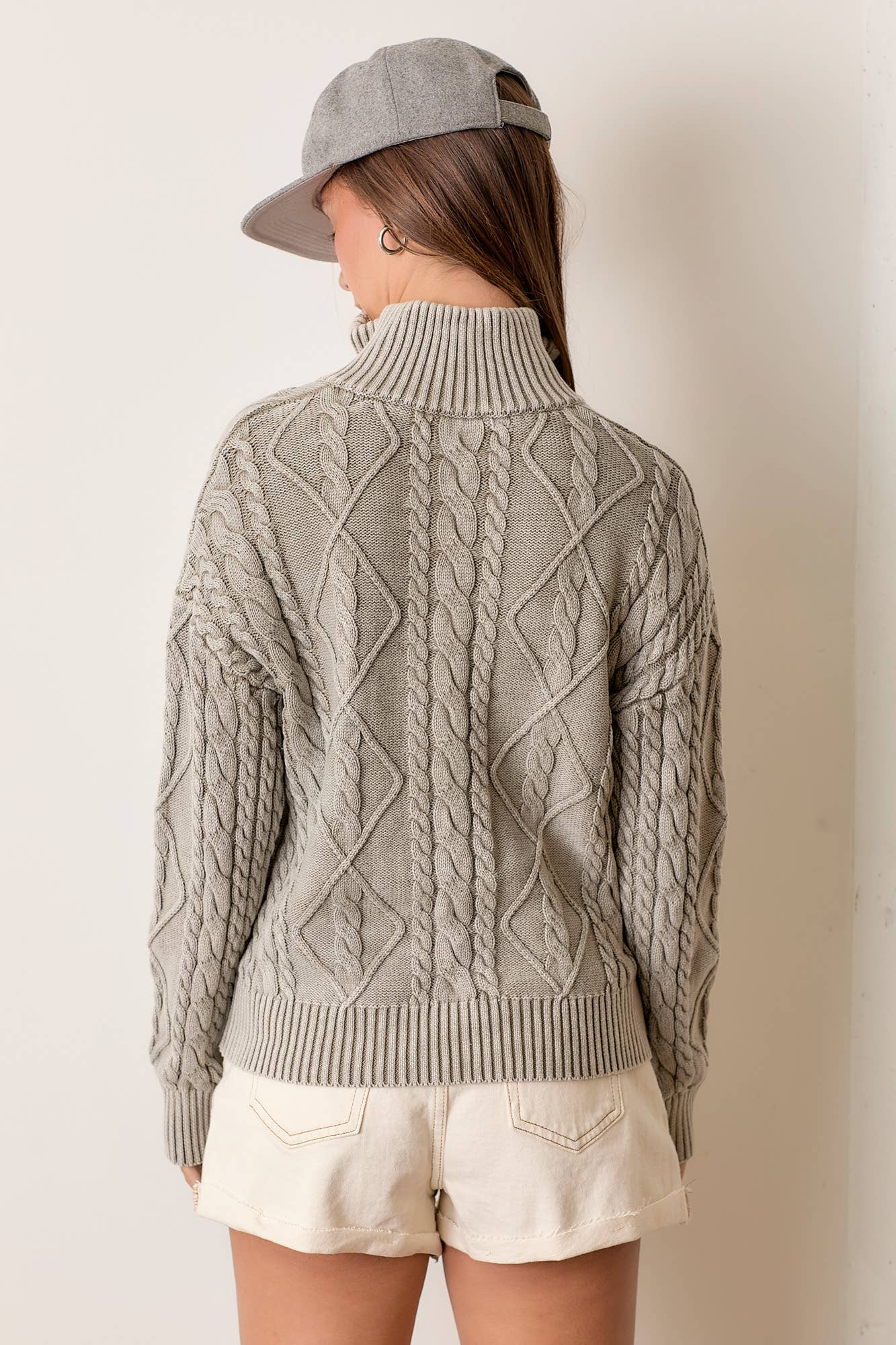 Washed 2way Zip-up Sweater