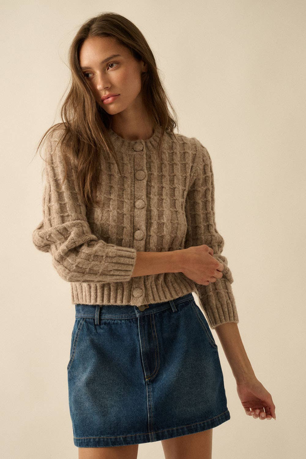 Cable Knit Cardigan Sweater