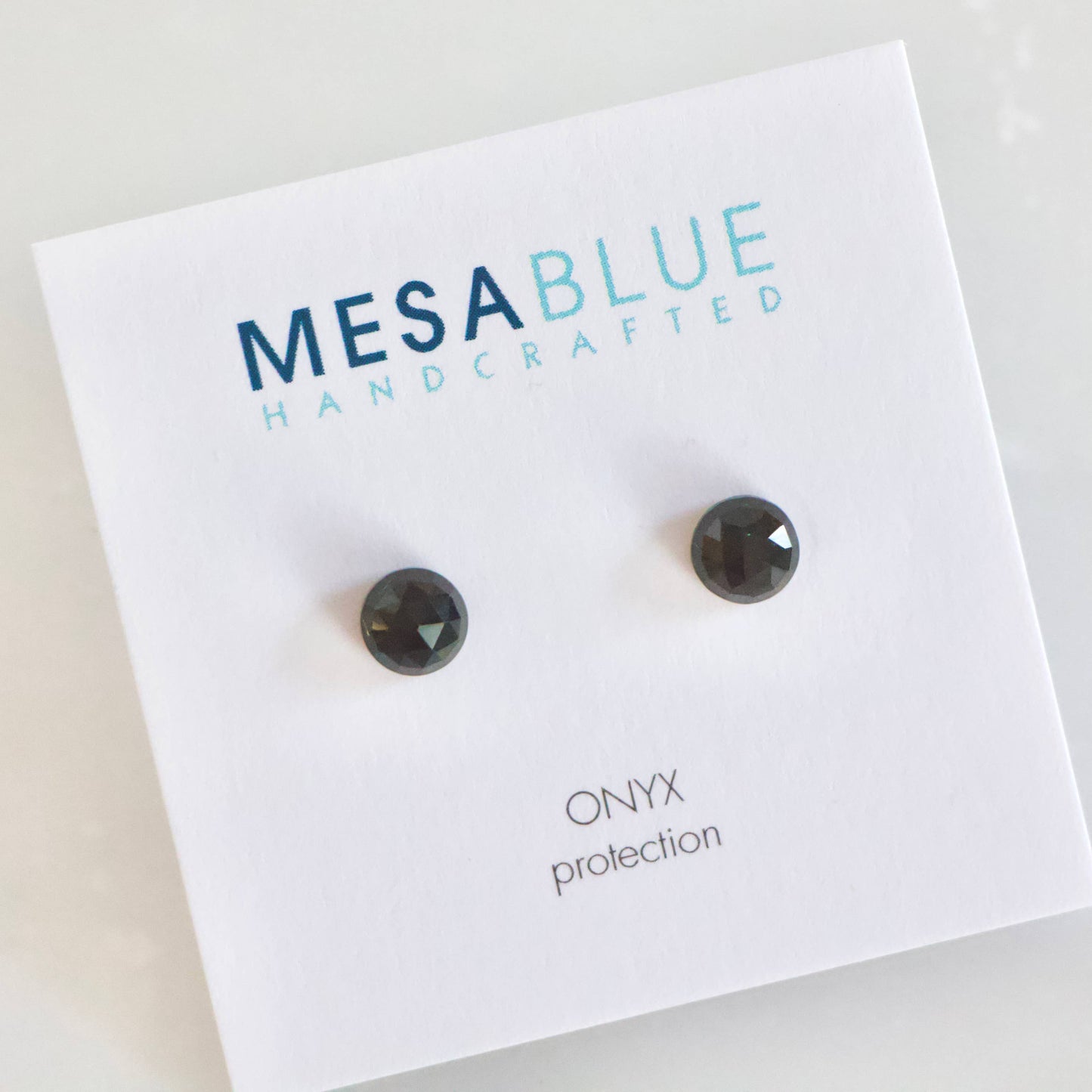 Onyx Stud Earrings -Faceted