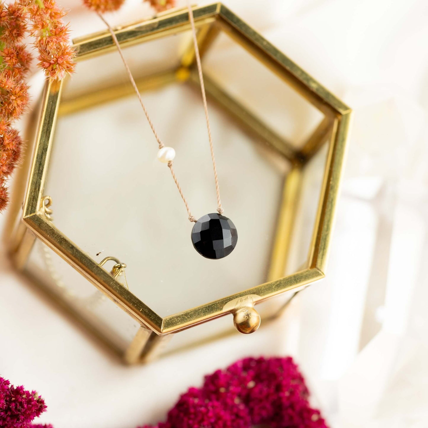 Black Onyx & Pearl Strong Necklace