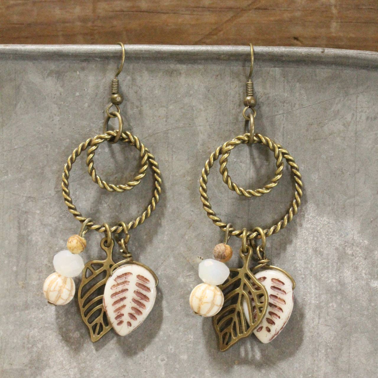 Hoops Of Fun Leaf Dangle Drop Earrings