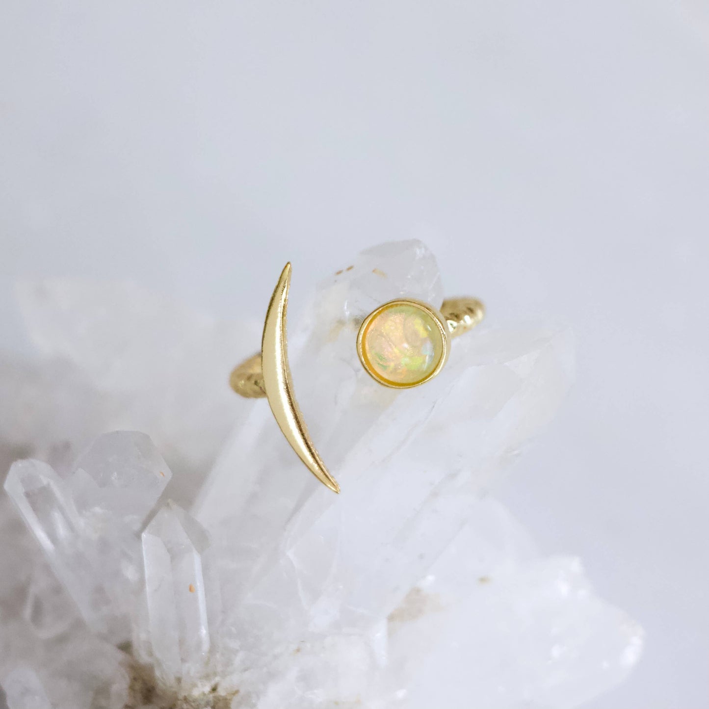 Opal Crescent Ring