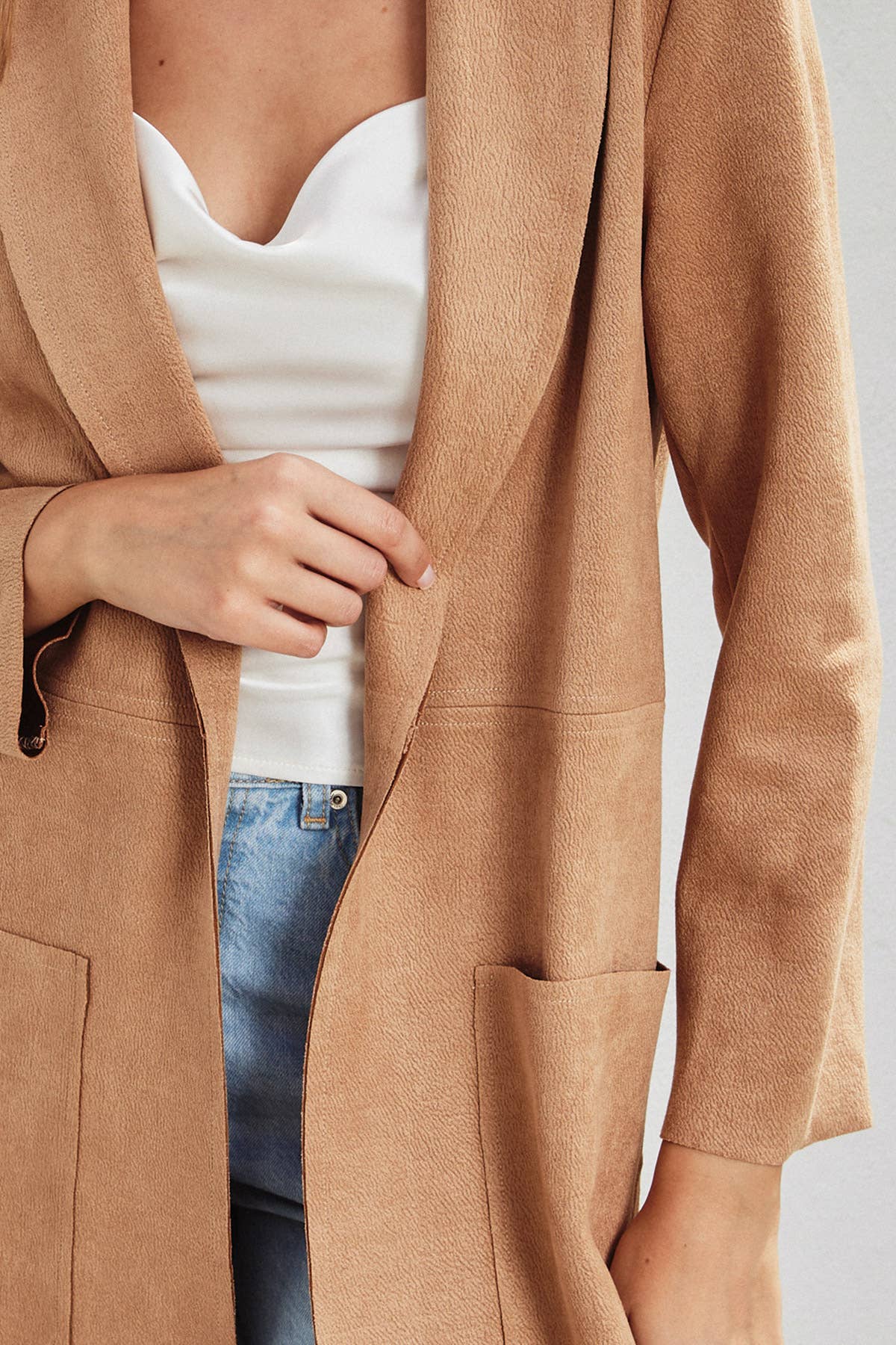 Tan Open Front Coat