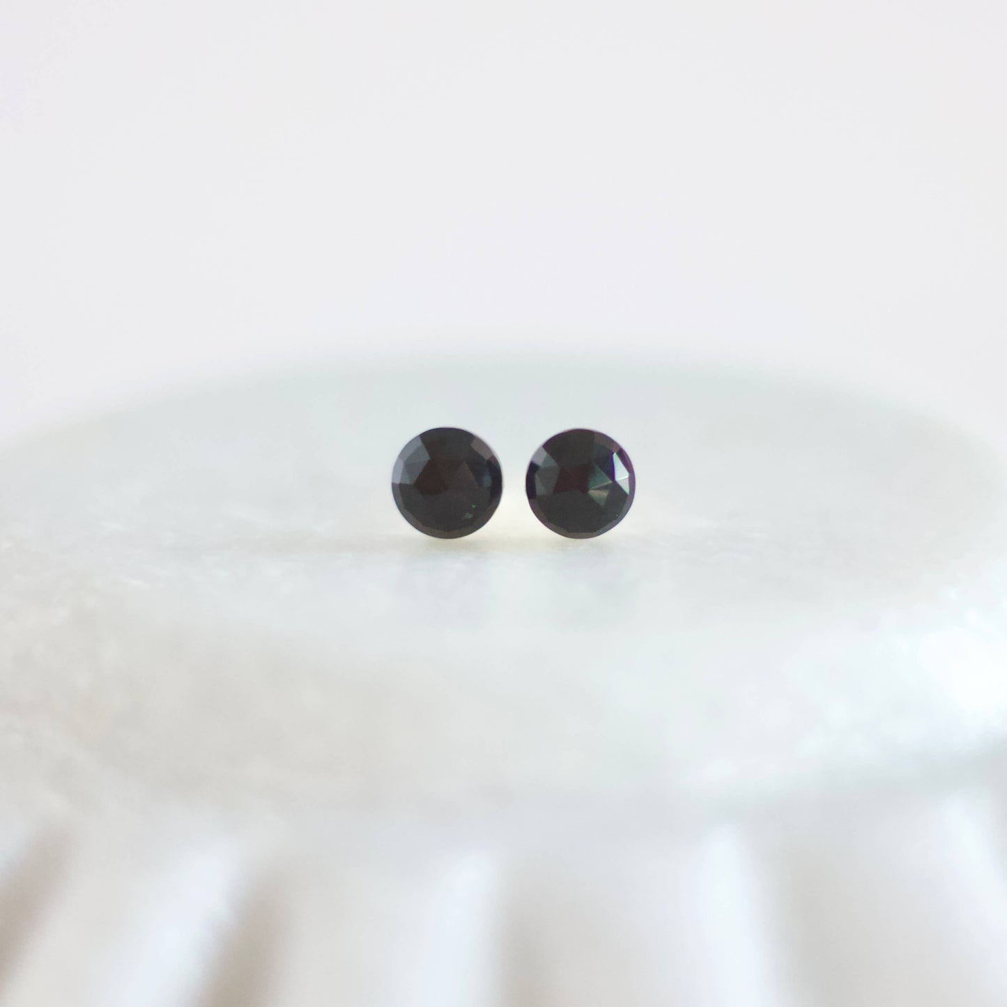 Onyx Stud Earrings -Faceted