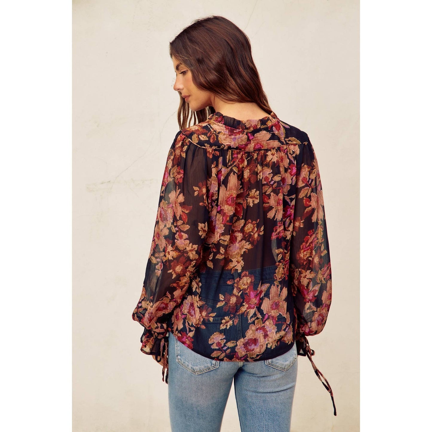 Deep Night Floral Blouse