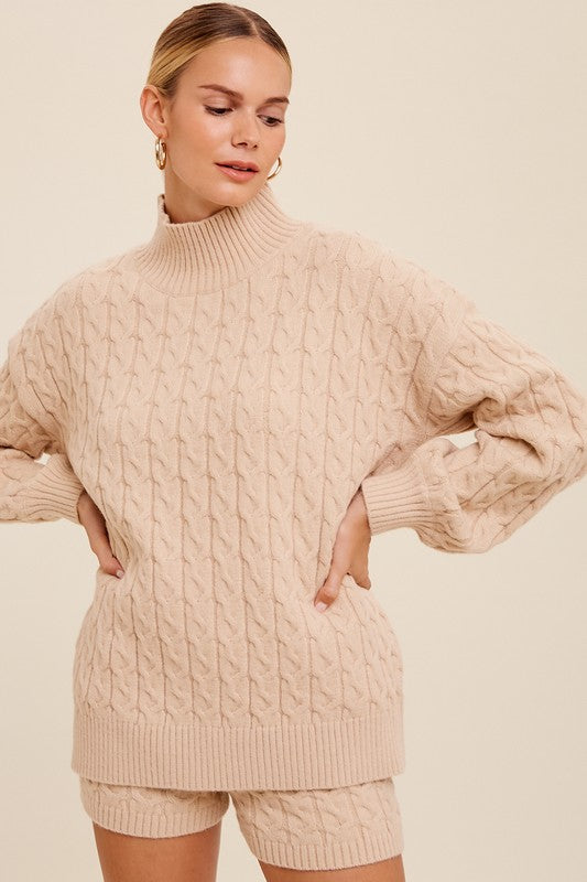 Cable Knit Sweater Shorts