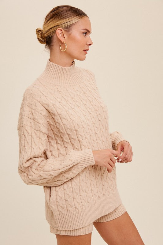 Cable Knit Sweater Shorts