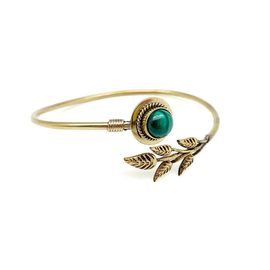 Tanvi Collection Bangle Bracelet - Gold with Malachite