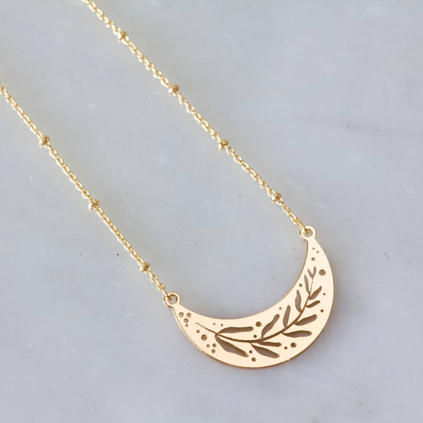 Collar Necklace - Moon Phase, Moth, Leaf