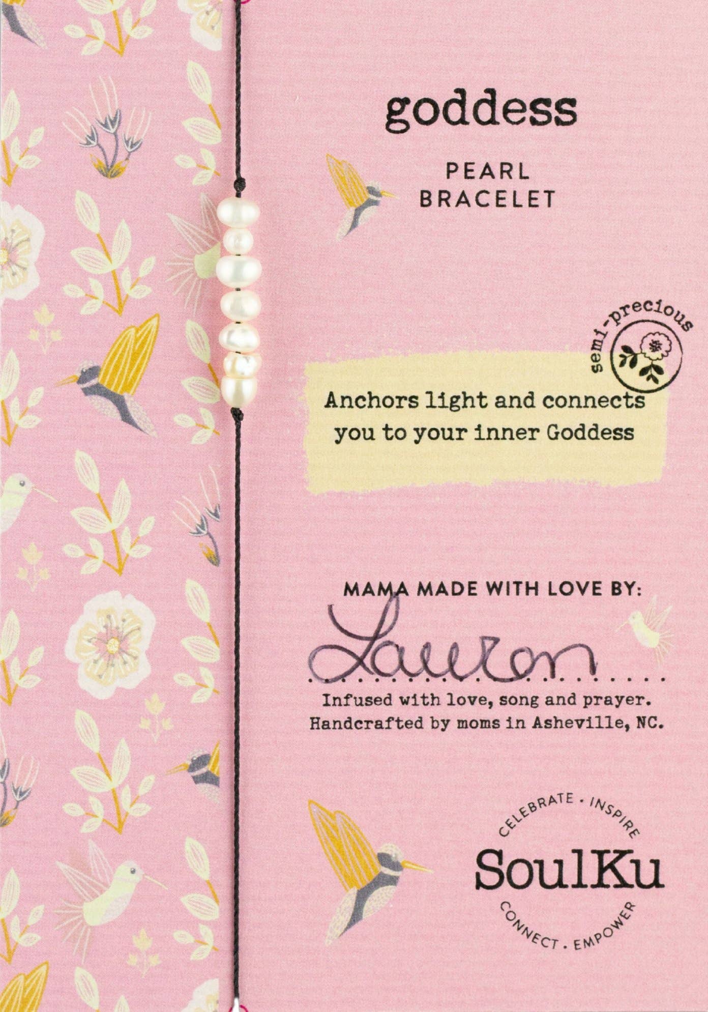 Pearl Hummingbird Adjustable Bracelet- Goddess