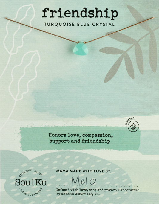 Turquoise Blue Crystal Friendship Necklace