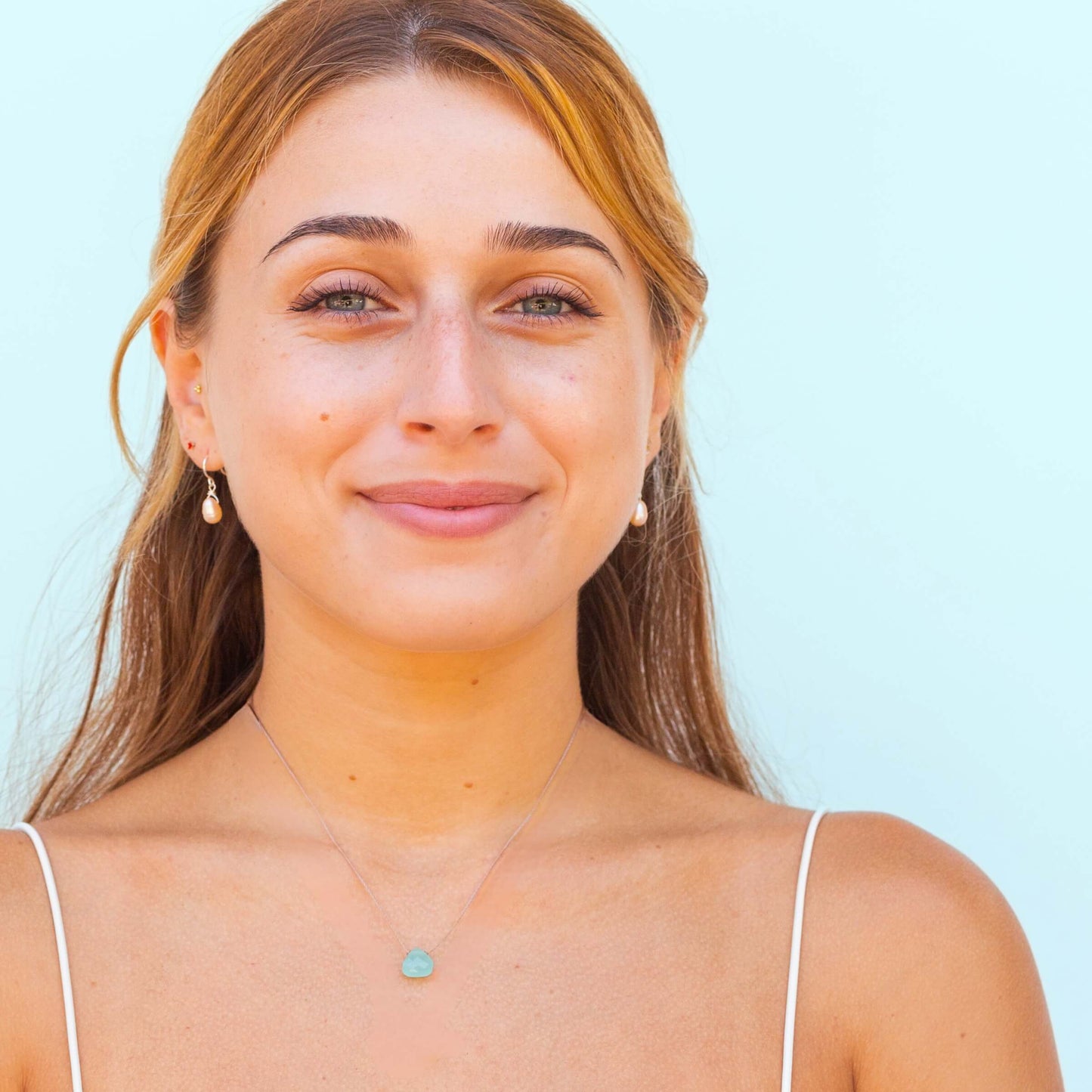 Turquoise Blue Crystal Friendship Necklace