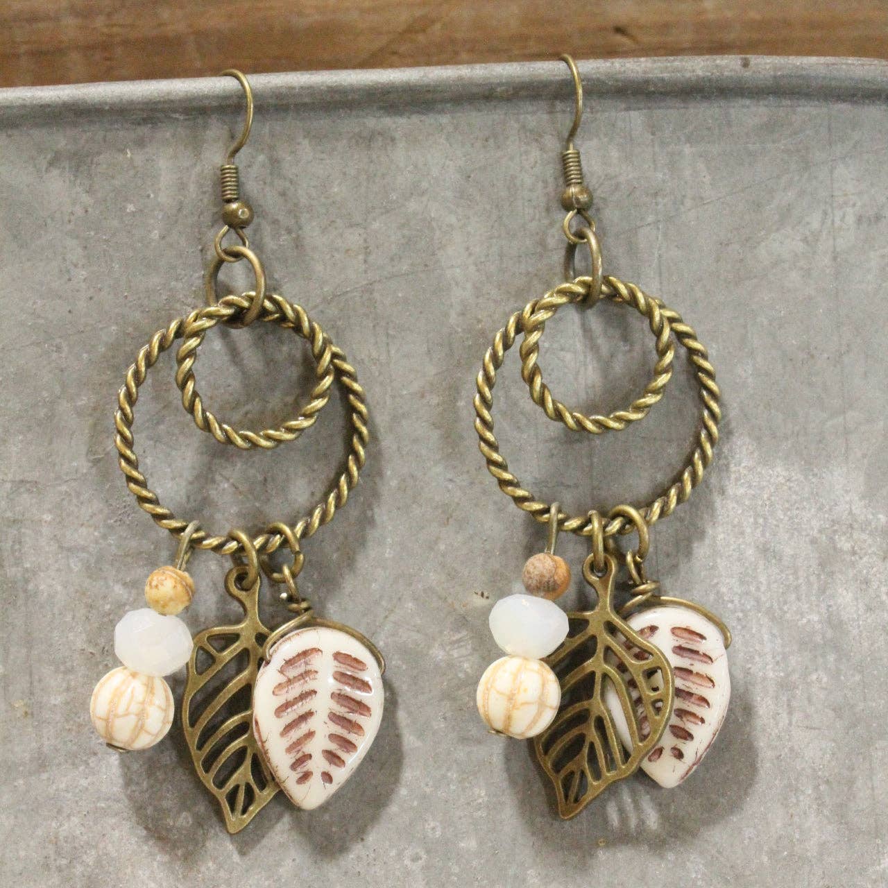 Hoops Of Fun Leaf Dangle Drop Earrings