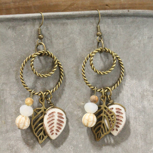 Hoops Of Fun Leaf Dangle Drop Earrings
