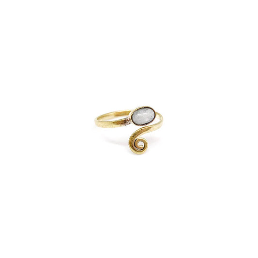 Tanvi Collection Ring - Gold with Oval Moonstone