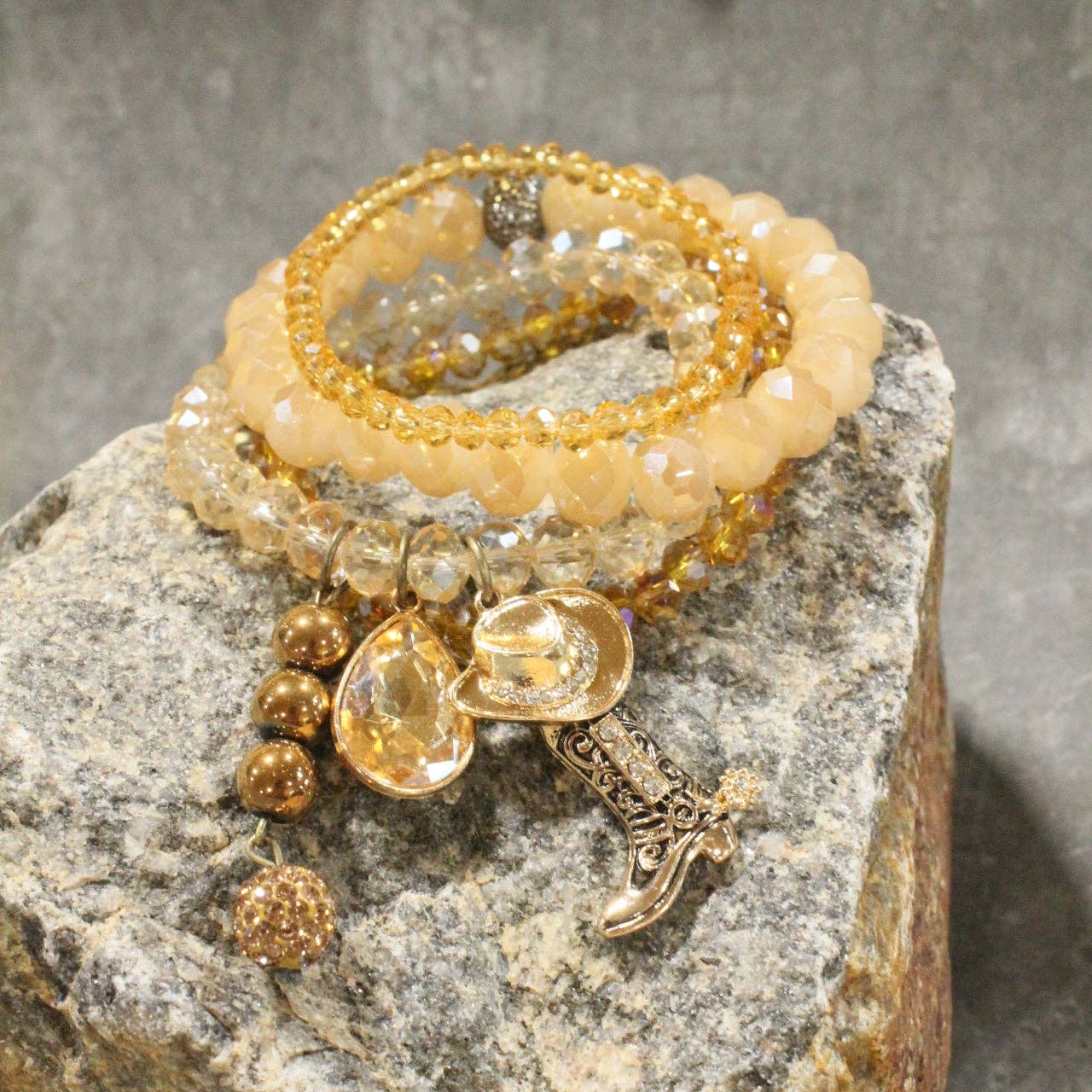 Hats Off/Boots On Golden Stretch Bracelet Set