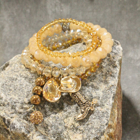 Hats Off/Boots On Golden Stretch Bracelet Set