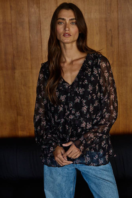 Floral Print Ruffle Top