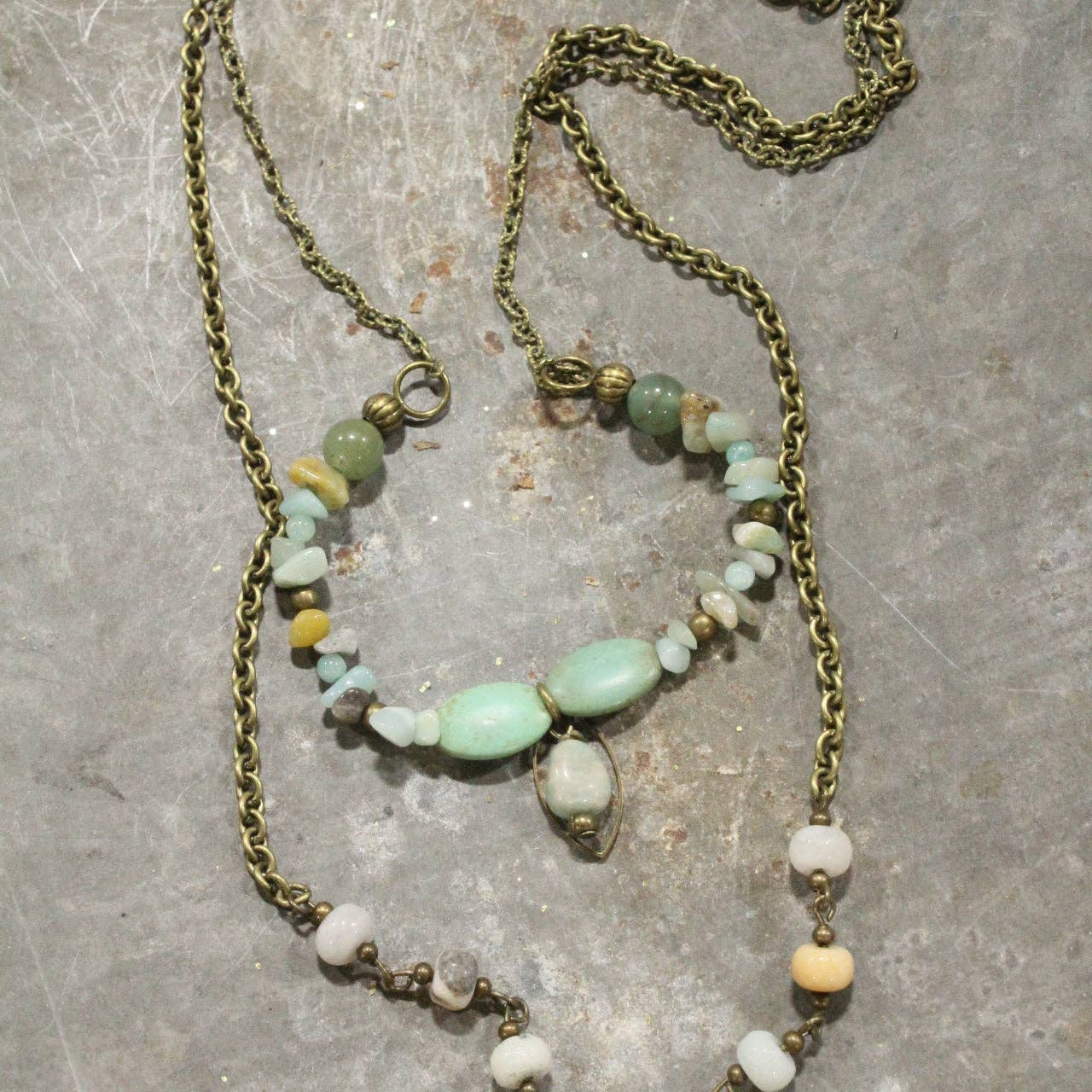Amazonite Stone & Czech Necklace