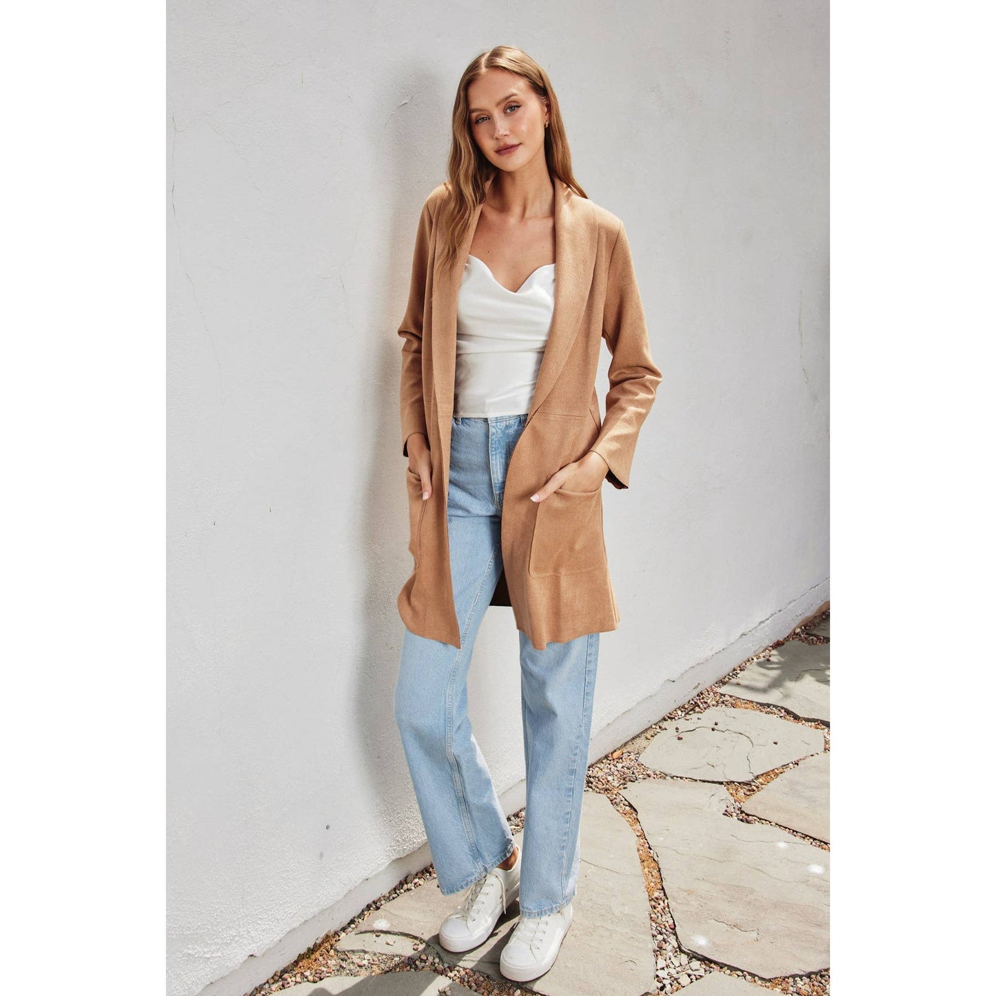 Tan Open Front Coat