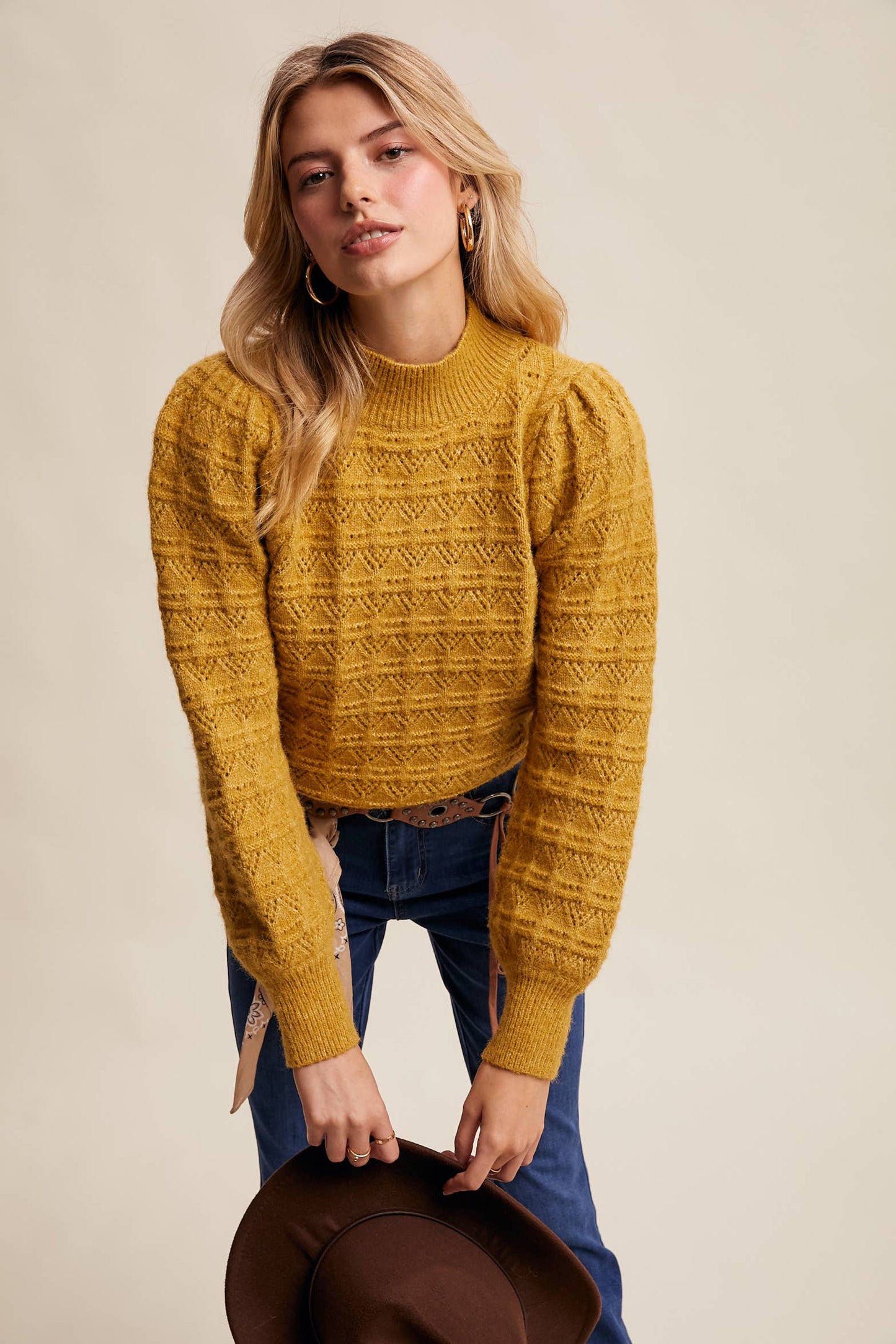 Lemon Grass Puff Sleeve Sweater