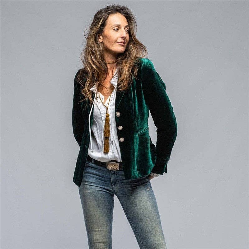 Peacock Short Velvet Blazer