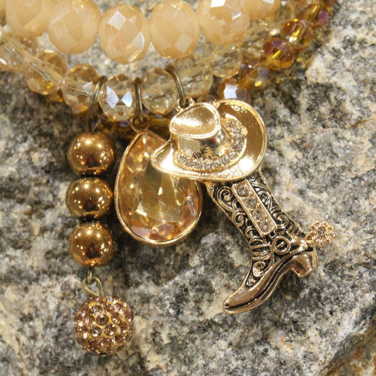Hats Off/Boots On Golden Stretch Bracelet Set