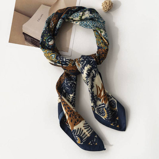Botanical Navy Square Scarf