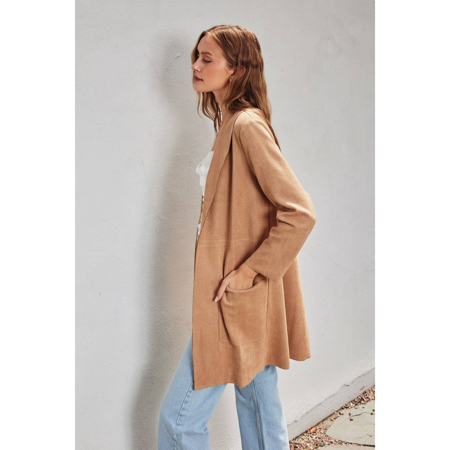 Tan Open Front Coat